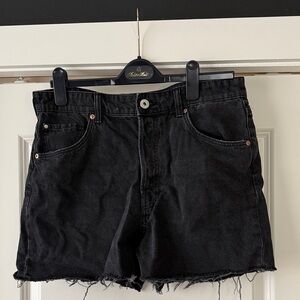 H&M Classic Distressed Black Denim Jean Shorts